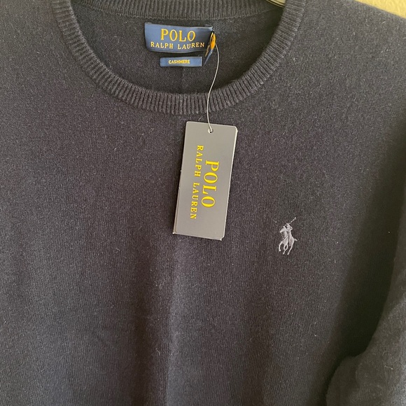 NWT Polo Ralph Lauren Men's 100% Cashmere Dark Blue Crewneck Sweater Size M - Picture 12 of 12